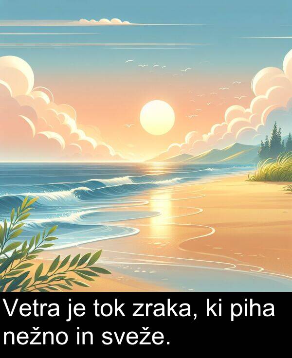 sveže: Vetra je tok zraka, ki piha nežno in sveže.