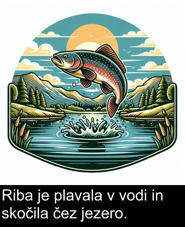 plavala: Riba je plavala v vodi in skočila čez jezero.