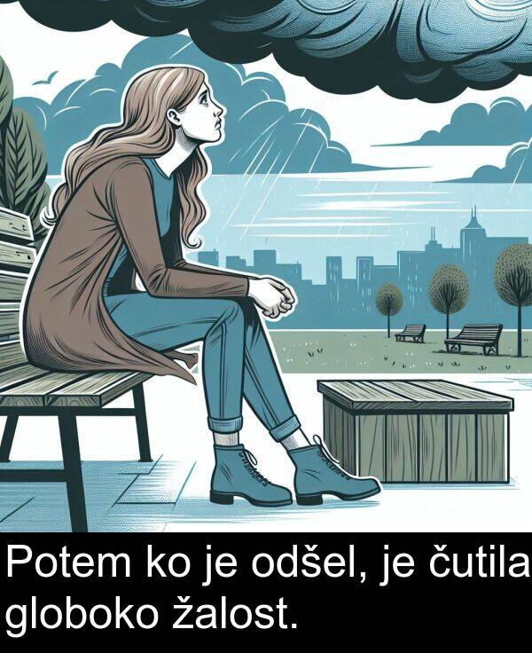 žalost: Potem ko je odšel, je čutila globoko žalost.