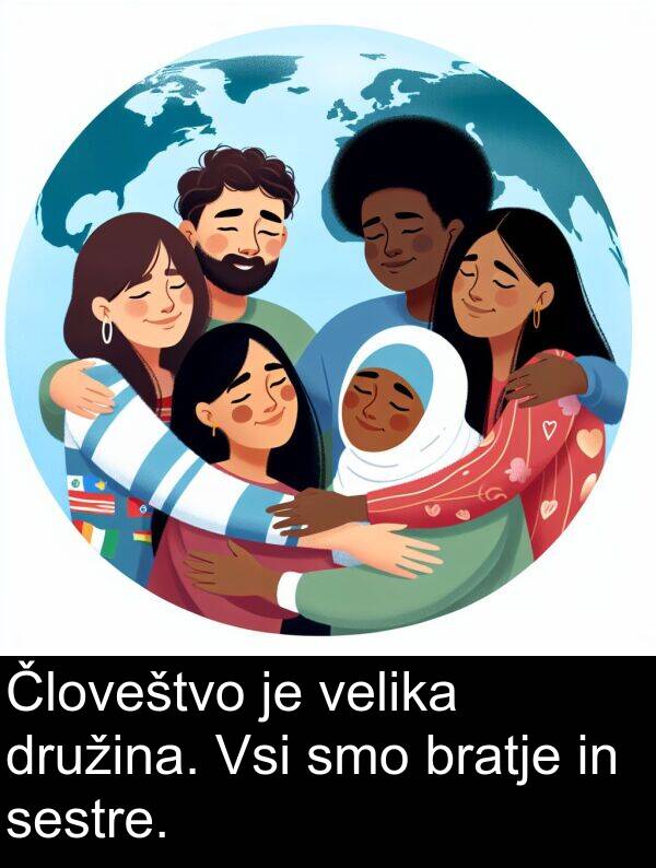 bratje: Človeštvo je velika družina. Vsi smo bratje in sestre.