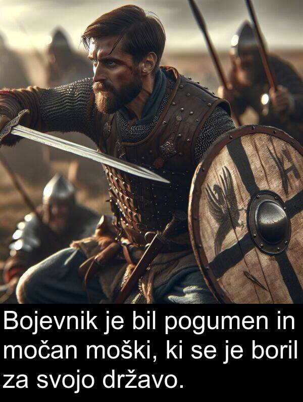 boril: Bojevnik je bil pogumen in močan moški, ki se je boril za svojo državo.