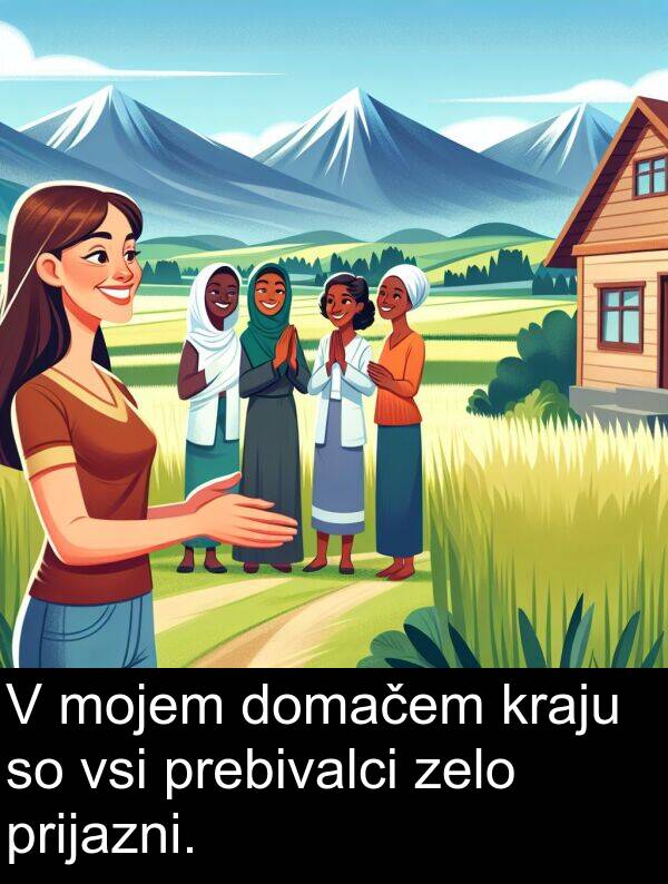 mojem: V mojem domačem kraju so vsi prebivalci zelo prijazni.