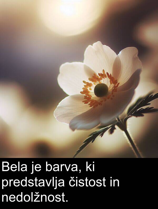 barva: Bela je barva, ki predstavlja čistost in nedolžnost.