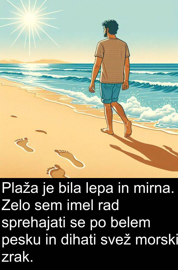 belem: Plaža je bila lepa in mirna. Zelo sem imel rad sprehajati se po belem pesku in dihati svež morski zrak.