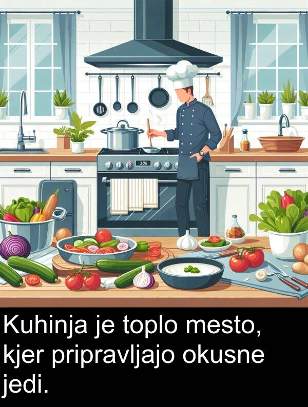 okusne: Kuhinja je toplo mesto, kjer pripravljajo okusne jedi.