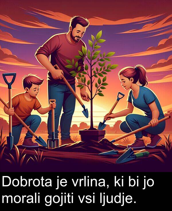 morali: Dobrota je vrlina, ki bi jo morali gojiti vsi ljudje.