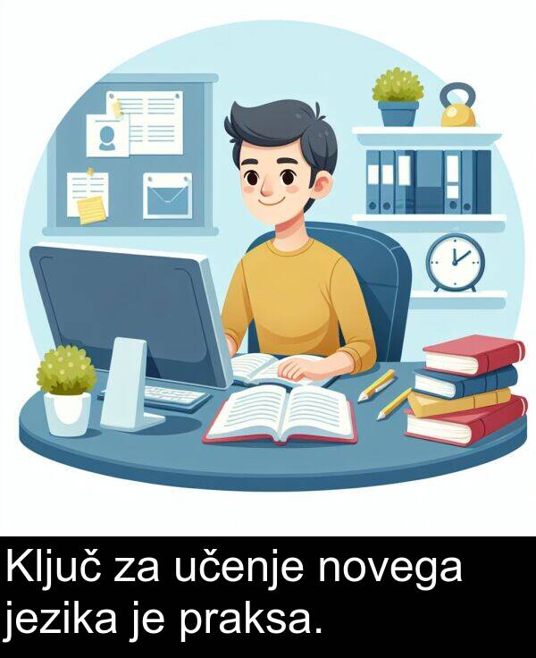 jezika: Ključ za učenje novega jezika je praksa.
