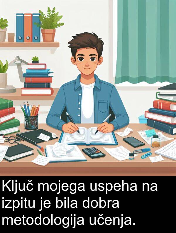 mojega: Ključ mojega uspeha na izpitu je bila dobra metodologija učenja.