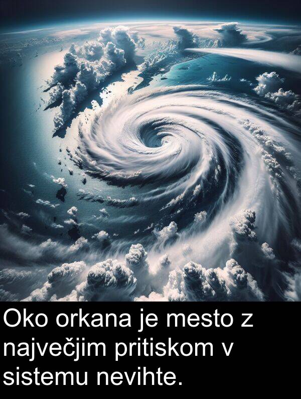 pritiskom: Oko orkana je mesto z največjim pritiskom v sistemu nevihte.