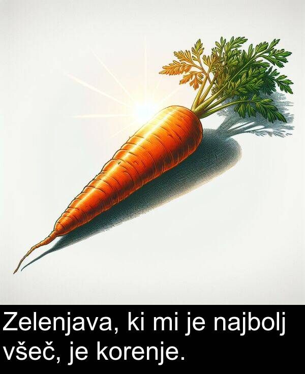najbolj: Zelenjava, ki mi je najbolj všeč, je korenje.