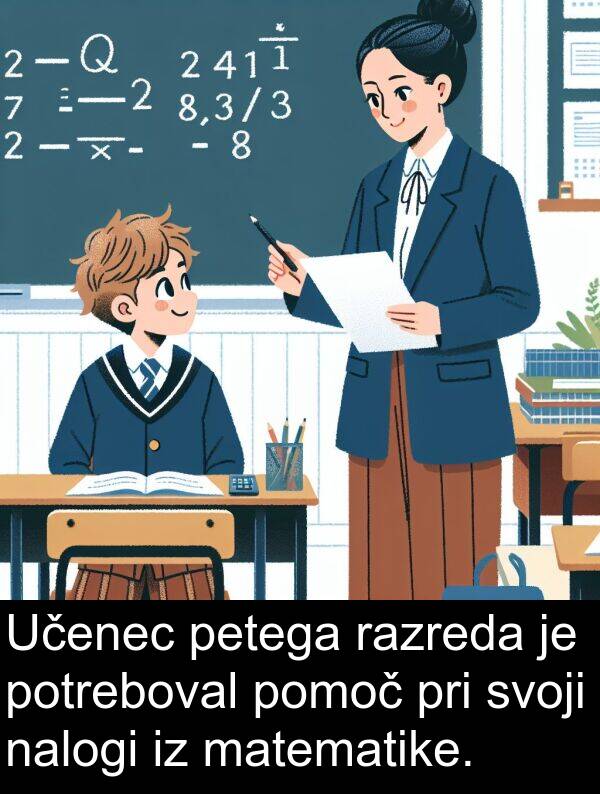 nalogi: Učenec petega razreda je potreboval pomoč pri svoji nalogi iz matematike.