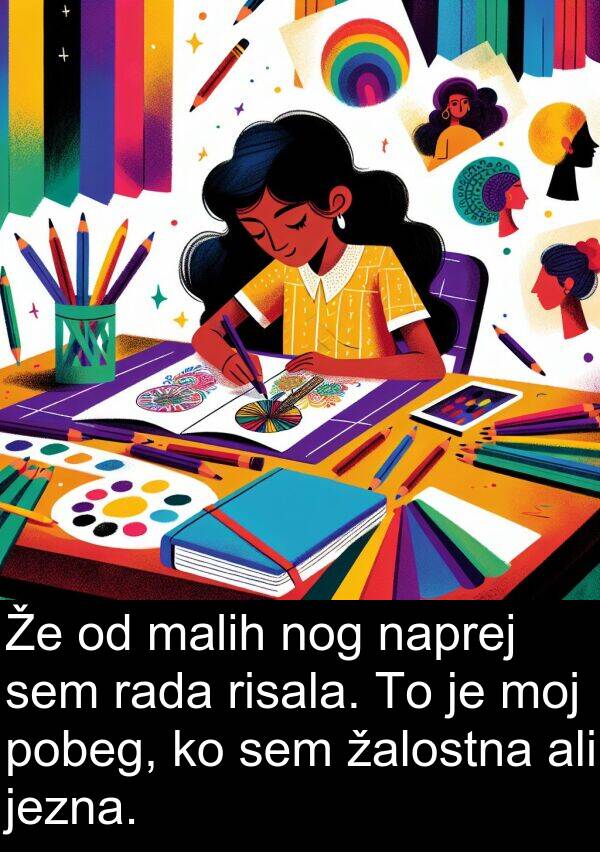 malih: Že od malih nog naprej sem rada risala. To je moj pobeg, ko sem žalostna ali jezna.
