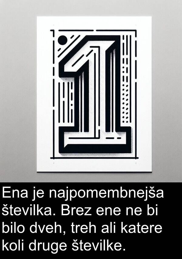 najpomembnejša: Ena je najpomembnejša številka. Brez ene ne bi bilo dveh, treh ali katere koli druge številke.