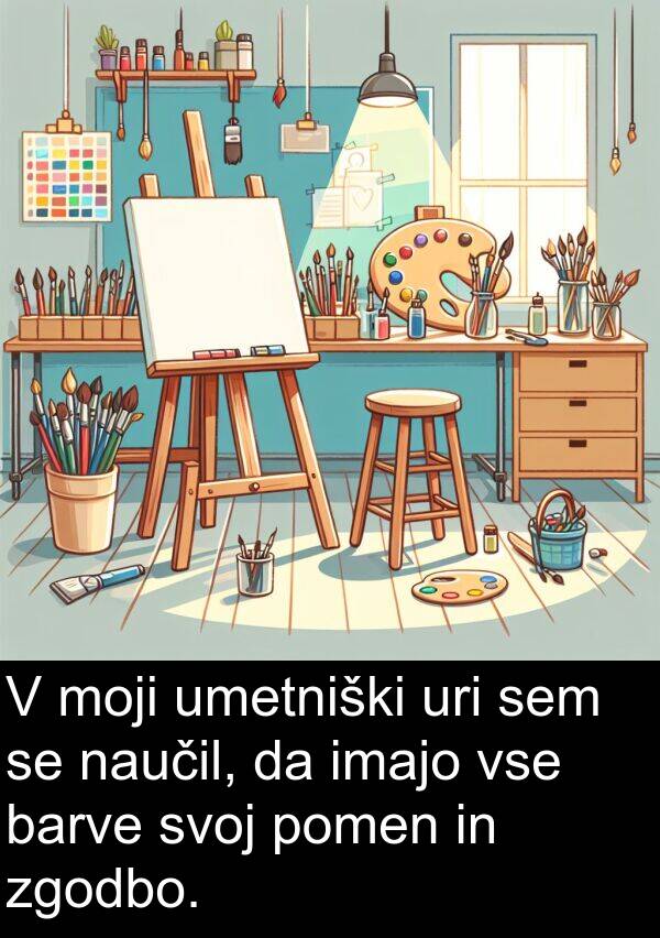 barve: V moji umetniški uri sem se naučil, da imajo vse barve svoj pomen in zgodbo.