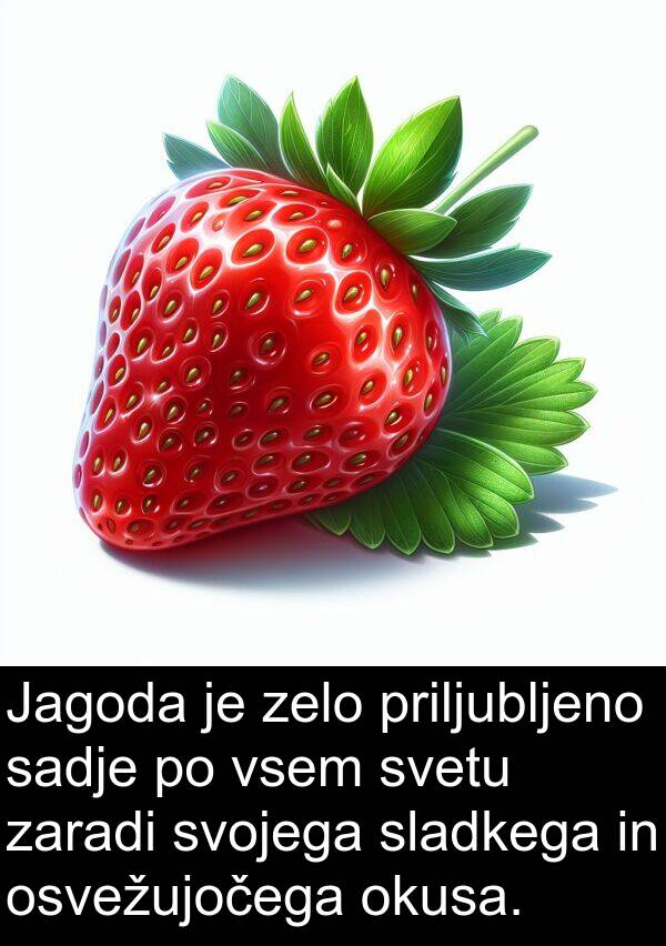 sadje: Jagoda je zelo priljubljeno sadje po vsem svetu zaradi svojega sladkega in osvežujočega okusa.