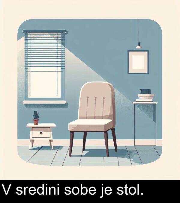stol: V sredini sobe je stol.