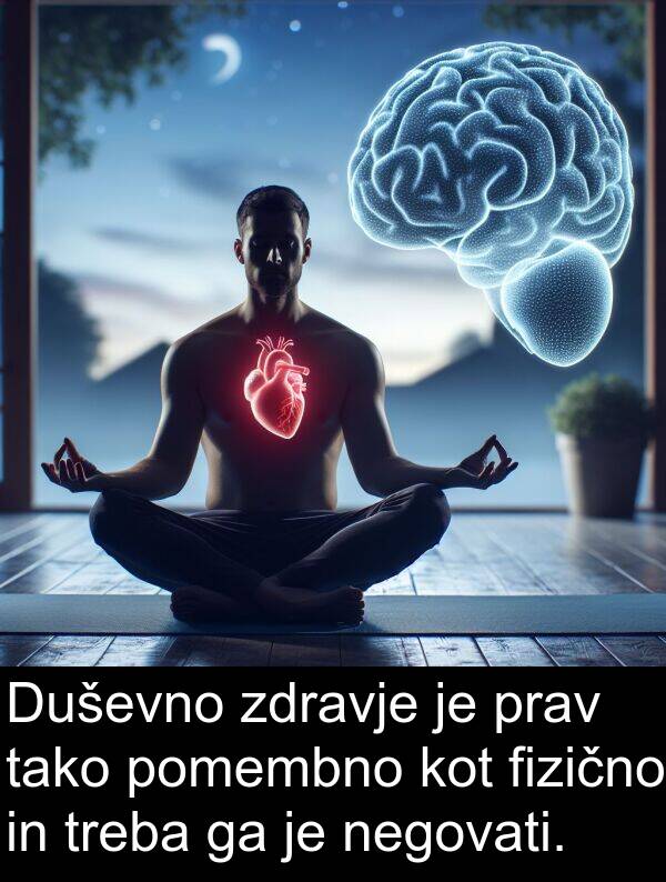 negovati: Duševno zdravje je prav tako pomembno kot fizično in treba ga je negovati.