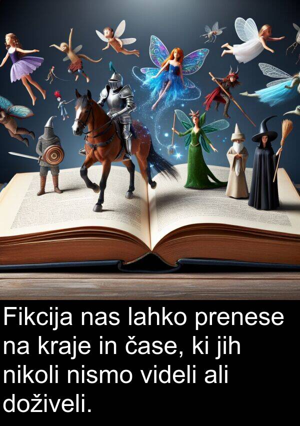 kraje: Fikcija nas lahko prenese na kraje in čase, ki jih nikoli nismo videli ali doživeli.