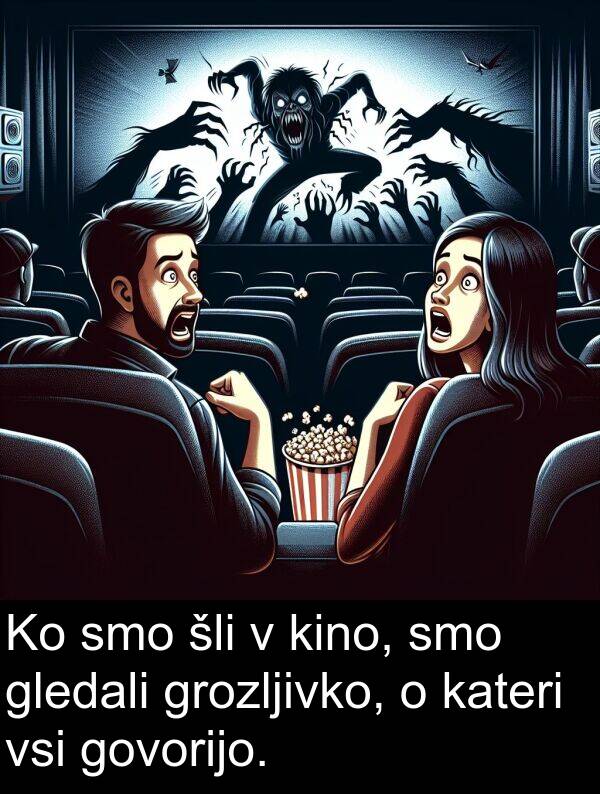 šli: Ko smo šli v kino, smo gledali grozljivko, o kateri vsi govorijo.