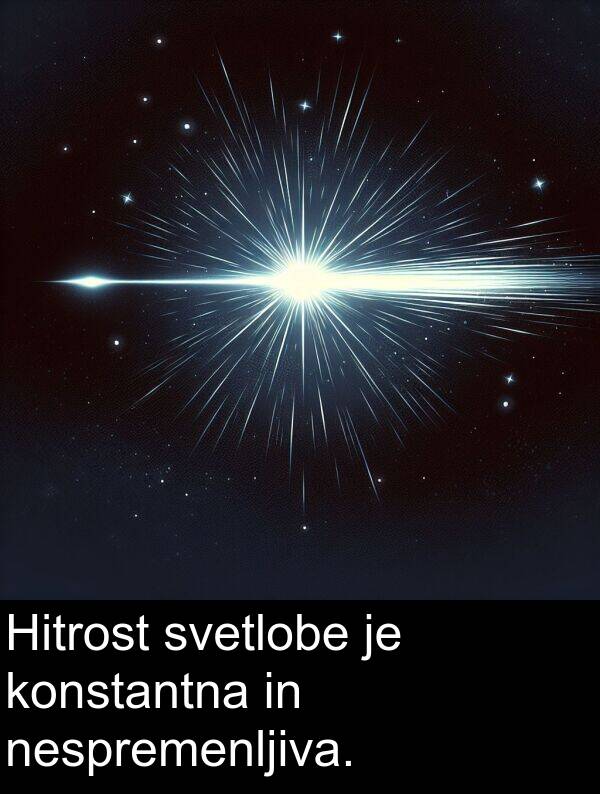 svetlobe: Hitrost svetlobe je konstantna in nespremenljiva.