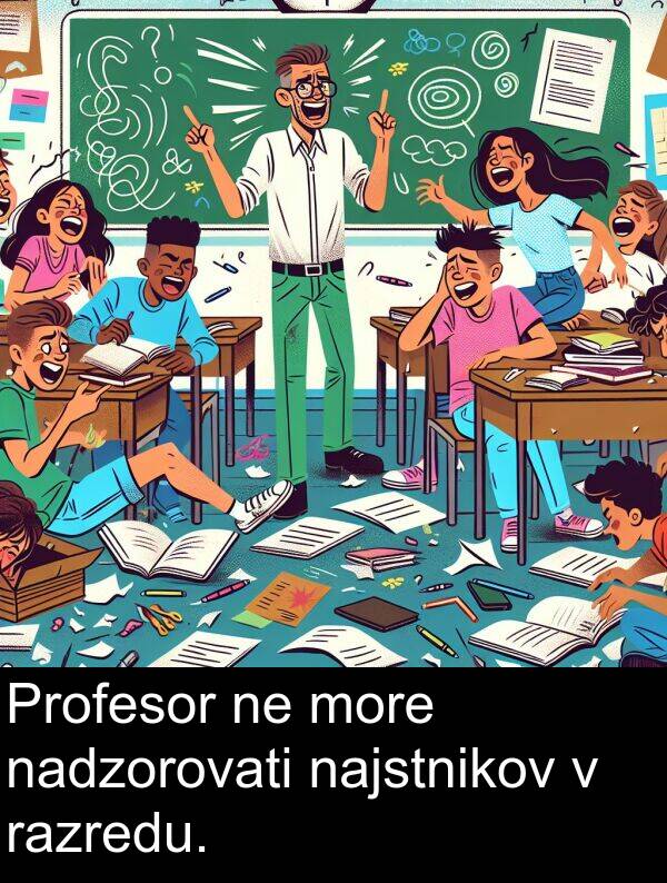 nadzorovati: Profesor ne more nadzorovati najstnikov v razredu.
