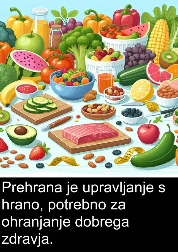 potrebno: Prehrana je upravljanje s hrano, potrebno za ohranjanje dobrega zdravja.
