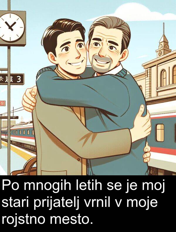 rojstno: Po mnogih letih se je moj stari prijatelj vrnil v moje rojstno mesto.