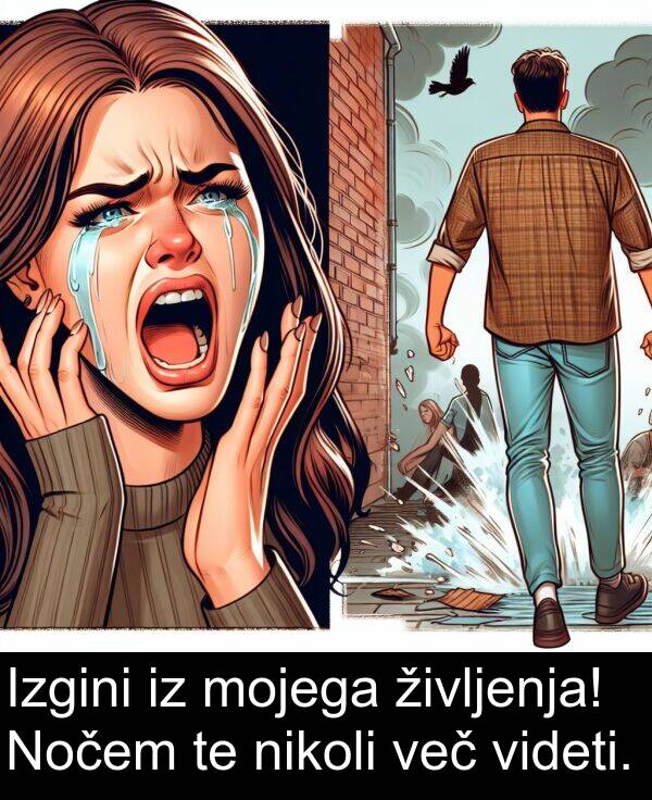 mojega: Izgini iz mojega življenja! Nočem te nikoli več videti.