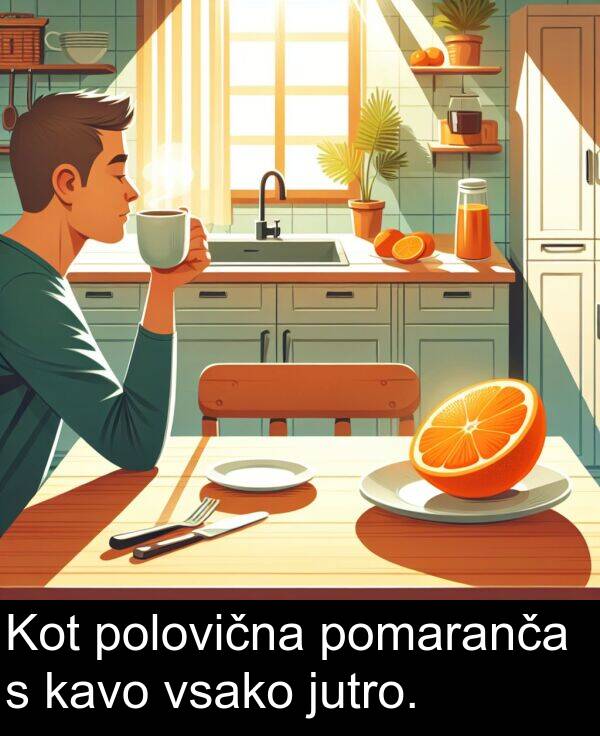 pomaranča: Kot polovična pomaranča s kavo vsako jutro.