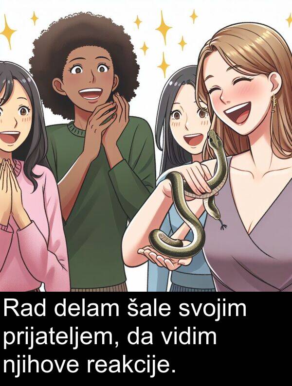 šale: Rad delam šale svojim prijateljem, da vidim njihove reakcije.