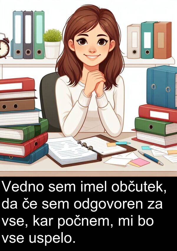 občutek: Vedno sem imel občutek, da če sem odgovoren za vse, kar počnem, mi bo vse uspelo.