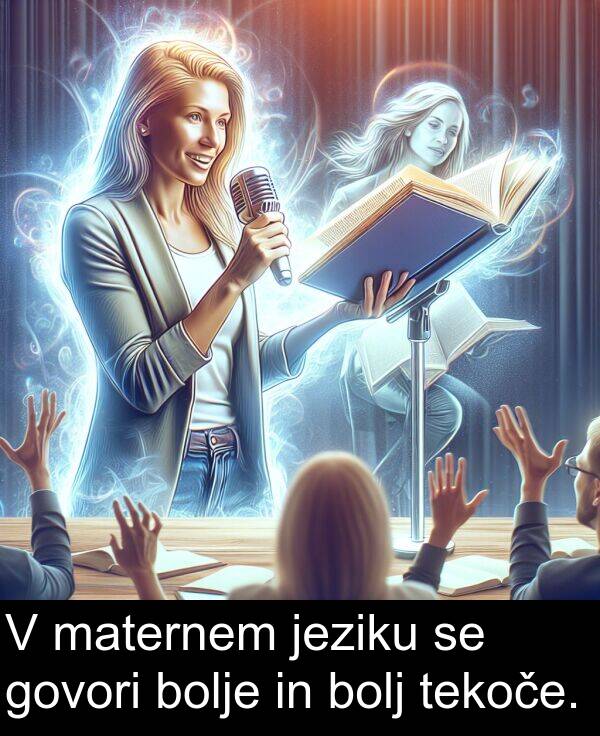govori: V maternem jeziku se govori bolje in bolj tekoče.
