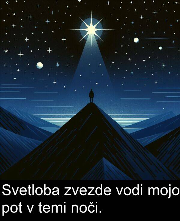 pot: Svetloba zvezde vodi mojo pot v temi noči.