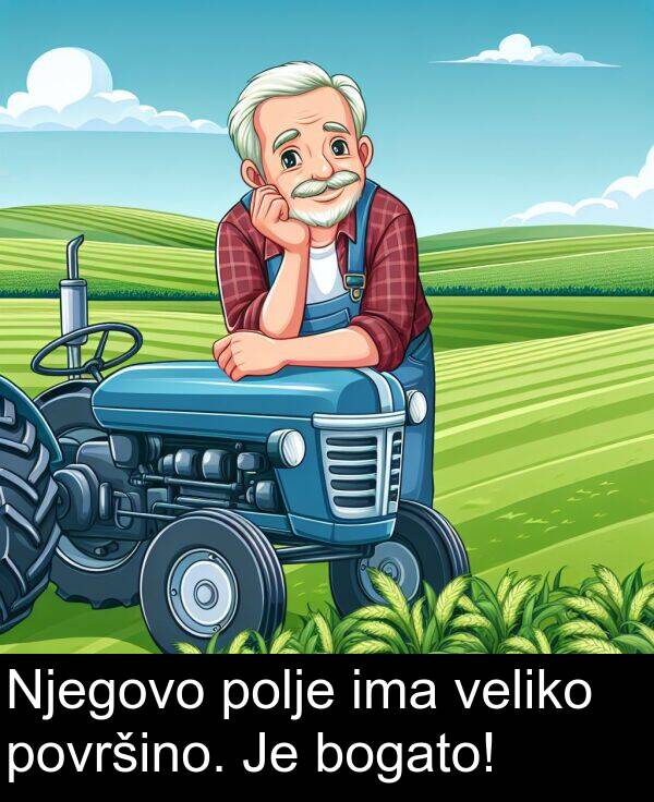 polje: Njegovo polje ima veliko površino. Je bogato!