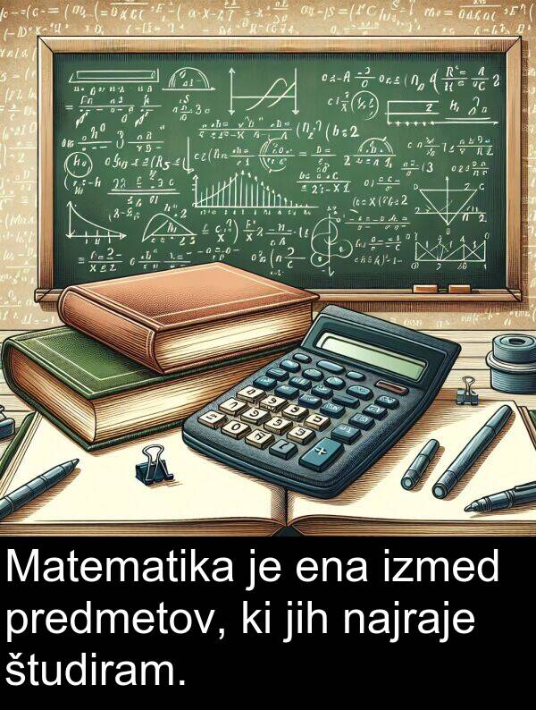 ena: Matematika je ena izmed predmetov, ki jih najraje študiram.