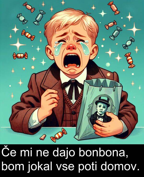 poti: Če mi ne dajo bonbona, bom jokal vse poti domov.