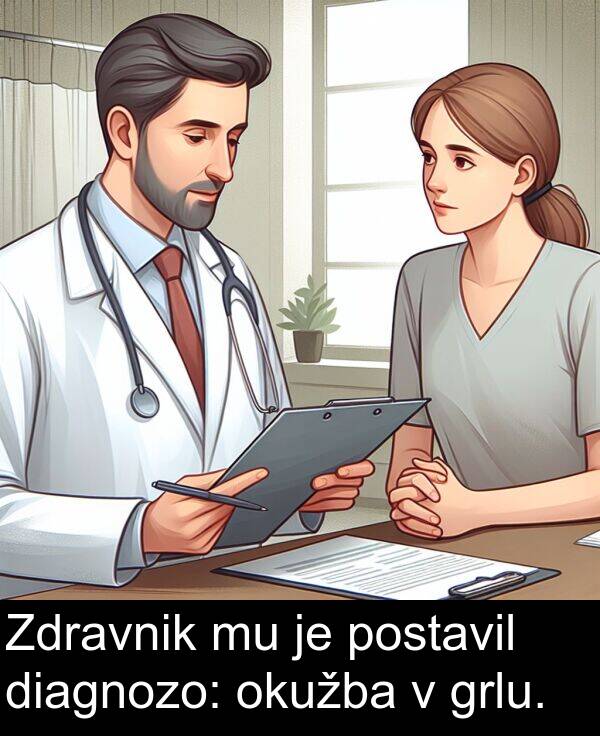 okužba: Zdravnik mu je postavil diagnozo: okužba v grlu.