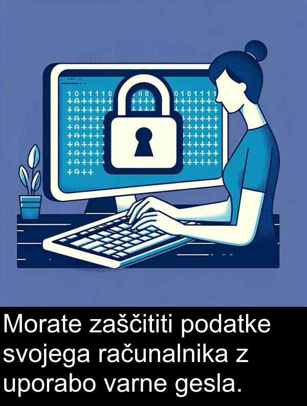 gesla: Morate zaščititi podatke svojega računalnika z uporabo varne gesla.
