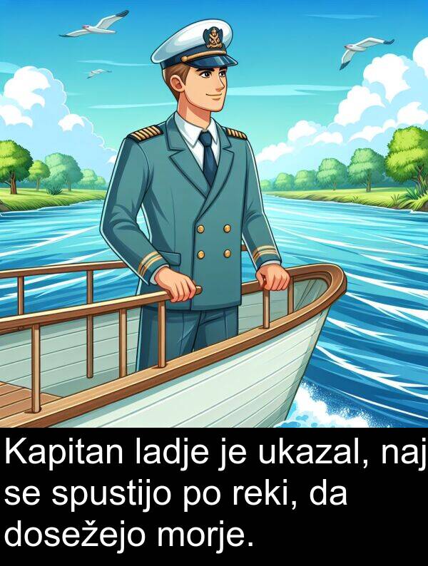 reki: Kapitan ladje je ukazal, naj se spustijo po reki, da dosežejo morje.