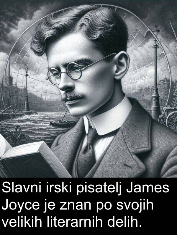velikih: Slavni irski pisatelj James Joyce je znan po svojih velikih literarnih delih.