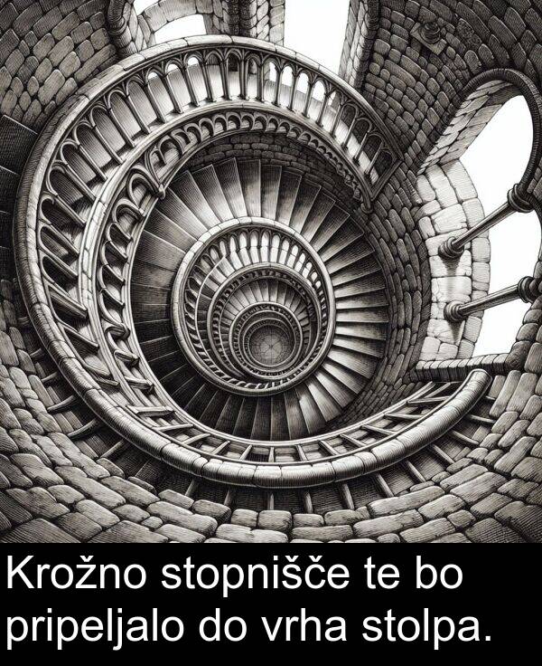stolpa: Krožno stopnišče te bo pripeljalo do vrha stolpa.