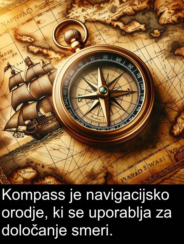 smeri: Kompass je navigacijsko orodje, ki se uporablja za določanje smeri.
