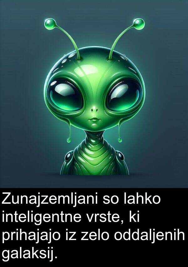 galaksij: Zunajzemljani so lahko inteligentne vrste, ki prihajajo iz zelo oddaljenih galaksij.