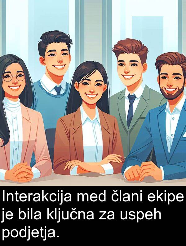 ključna: Interakcija med člani ekipe je bila ključna za uspeh podjetja.