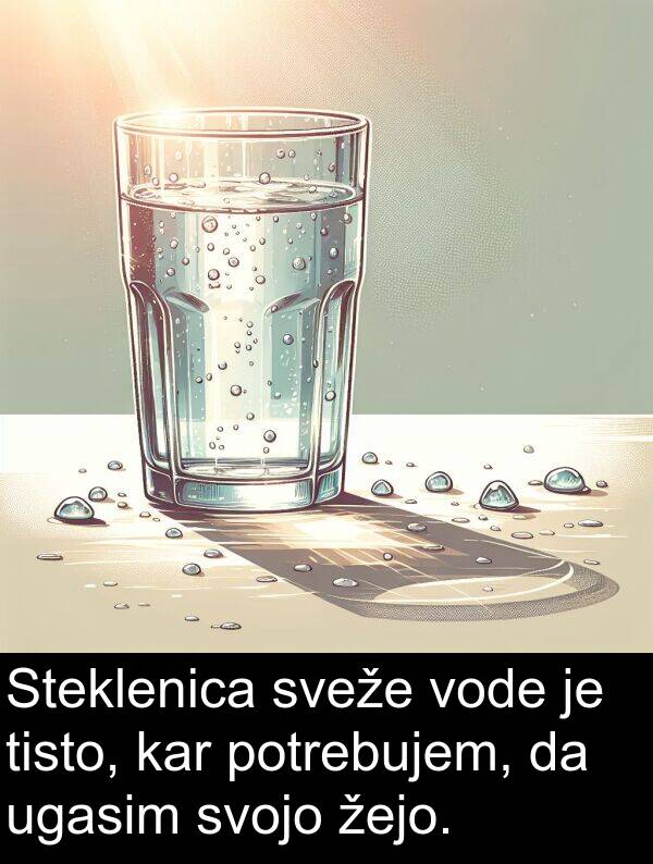 žejo: Steklenica sveže vode je tisto, kar potrebujem, da ugasim svojo žejo.