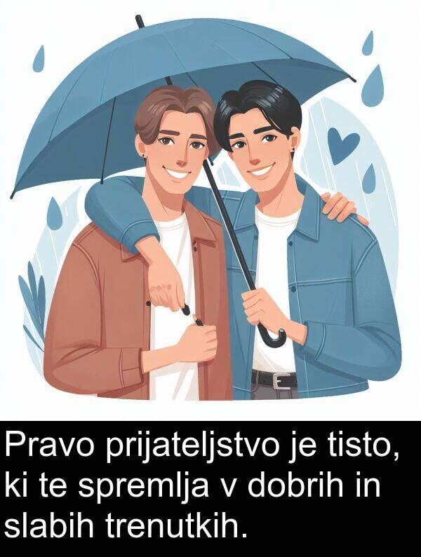 spremlja: Pravo prijateljstvo je tisto, ki te spremlja v dobrih in slabih trenutkih.