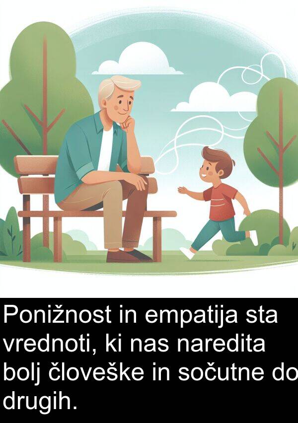empatija: Ponižnost in empatija sta vrednoti, ki nas naredita bolj človeške in sočutne do drugih.