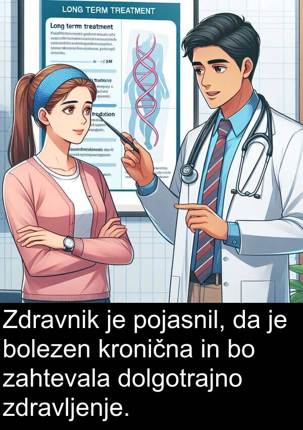 kronična: Zdravnik je pojasnil, da je bolezen kronična in bo zahtevala dolgotrajno zdravljenje.