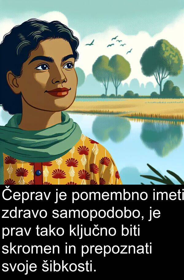 šibkosti: Čeprav je pomembno imeti zdravo samopodobo, je prav tako ključno biti skromen in prepoznati svoje šibkosti.