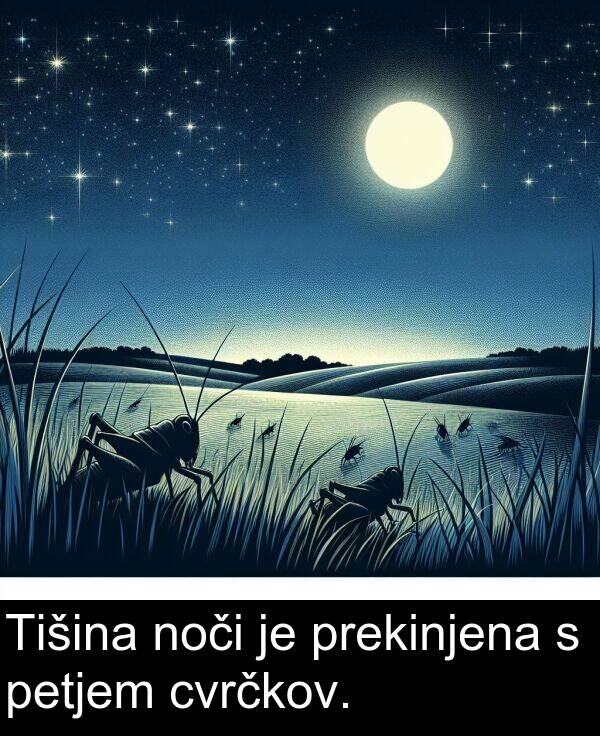 prekinjena: Tišina noči je prekinjena s petjem cvrčkov.